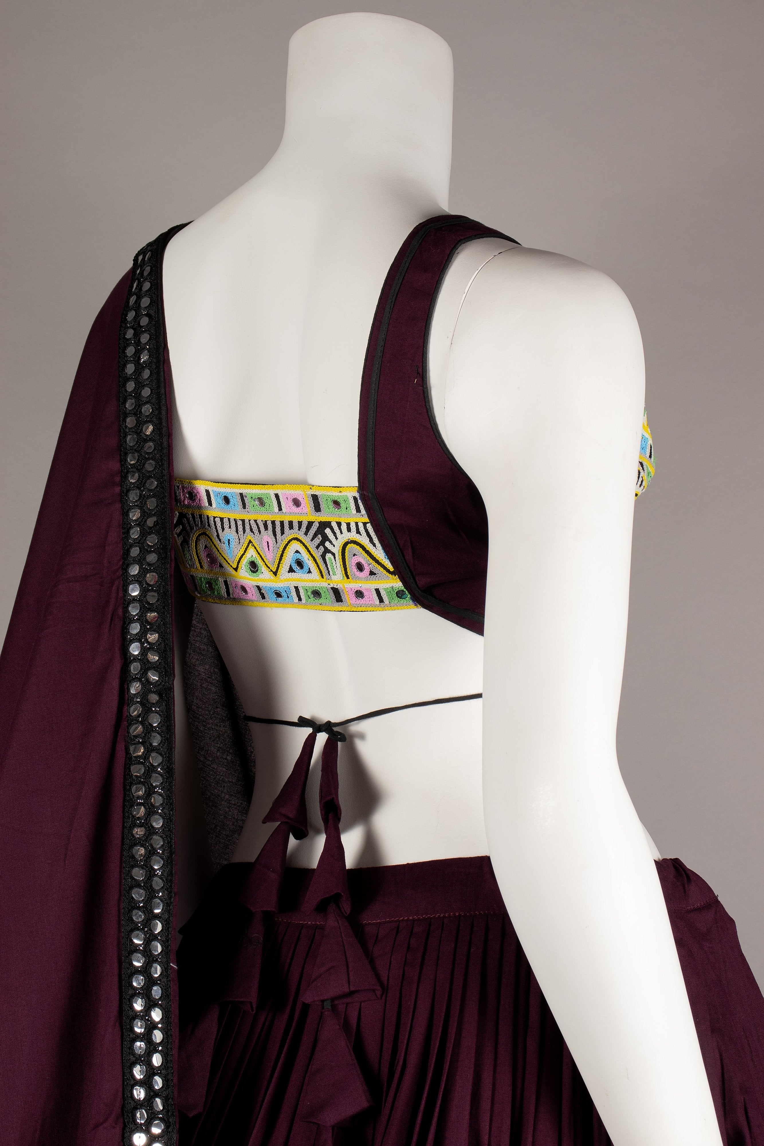 Wine Navratri Chaniya Choli with Mirror & Kasab Work – Palkhi Fashion