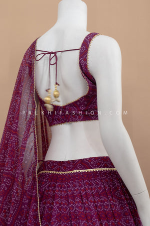 Wine Wonders: Georgette Full - Flair Bandhani Chaniya Choli – Palkhi Fashion