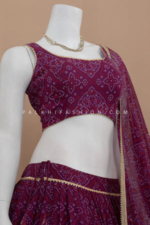Wine Wonders: Georgette Full - Flair Bandhani Chaniya Choli – Palkhi Fashion