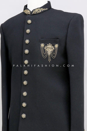 Black Indo-Western In Imported Fabric & Handwork
