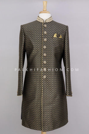 Black Silk Indo-Western With Handwork-Palkhi Fashion