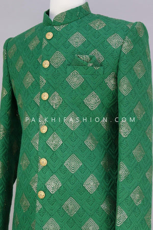 Green Lakhnavi Work Indo-Western For Wedding-Palkhi Fashion