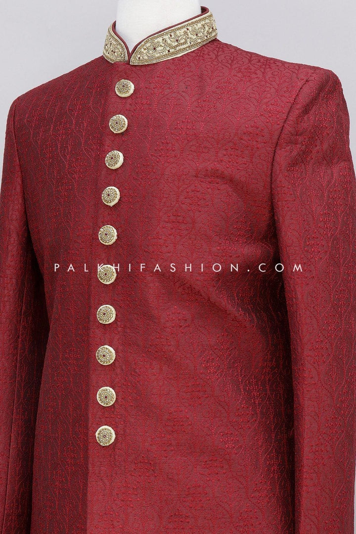 Maroon Pure Silk Black Indo-Western With Embroidery Work - Palkhi Fashion