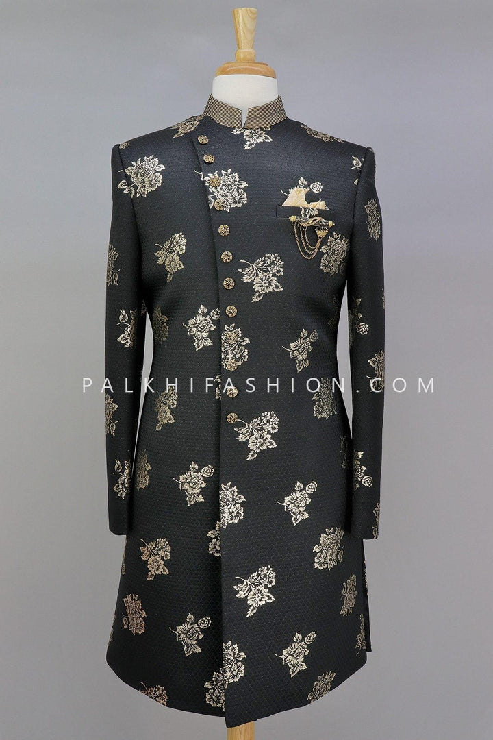 Modern Look Black Silk Indo-Western-Palkhi Fashion - Palkhi Fashion