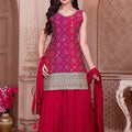 Festive Rani Pink Bandhani Kurta Palazzo Set for Girls | Palkhi Fashion