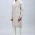 Pastel Grey Kurta Pajama Set With Elegant Work – Palkhi Fashion