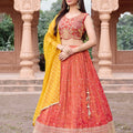 Sunshine Grace | Light Orange & Yellow Bandhani Printed Lehenga | Palkhi Fashion