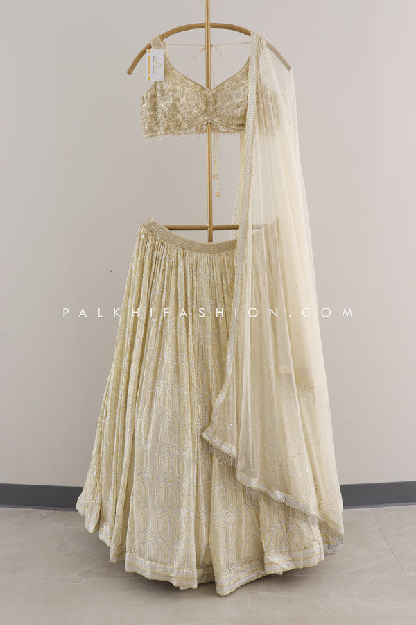 A Touch of Glamour: A Champagne Color Designer Lehenga Choli