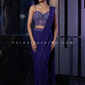 After Dark Elegance – Purply Blue Designer Saree With Corset Blouse | Palkhi Fashion