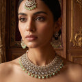 Traditional Indian Polki Choker Set with Chandbali Earrings | Palkhi Fashion
