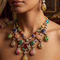Grand Gold Multicolor Bridal Necklace Set | Palkhi Fashion