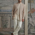 Regal Sophistication | Premium Beige Indo-Western Set with Geometric Motifs | Palkhi Fashion