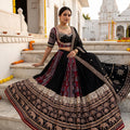 Festive Royalty | Black & Maroon Ajrakh Block Print Mirrorwork Chaniya Choli | Palkhi Fashion
