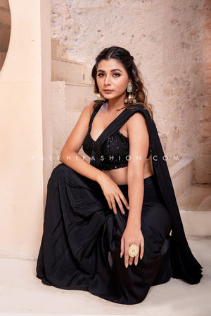Black Beauty: Ready-to-Drape Saree with Handwork Blouse 