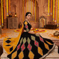 Festive Splendor | Black & Yellow Cotton Bandhani Diamond Patchwork Chaniya Choli with Mirror Work | Palkhi Fashion