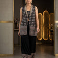 Boho Glamour | Black Ajrakh Indowestern Jacket Set with Mirrorwork | Palkhi Fashion