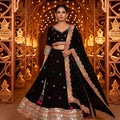 Festive Radiance | Black Georgette Chaniya Choli with Mirror Work & Resham | Palkhi Fashion