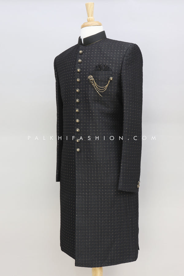 Black Indo-Western Adorned With Chikankari and Sequin Embroidery