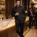 Imperial Black | Men's Jacquard Jodhpuri Set | Palkhi Fashion