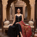 Midnight Patola | Black Strappy Kurta Pant Set with Patola Dupatta | Palkhi Fashion