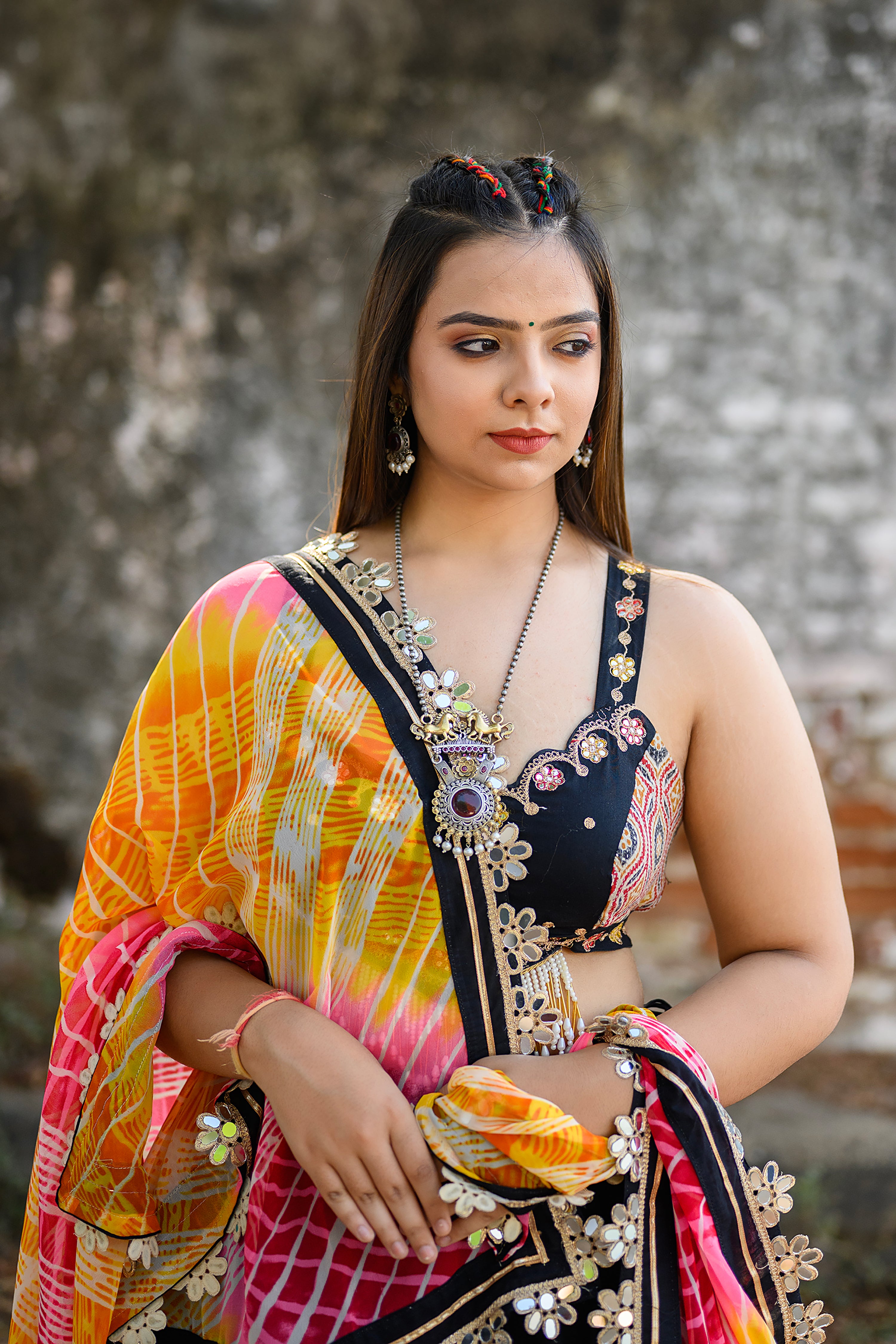 Black Navratri Chaniya Choli with Multi Color Dupatta – Palkhi Fashion
