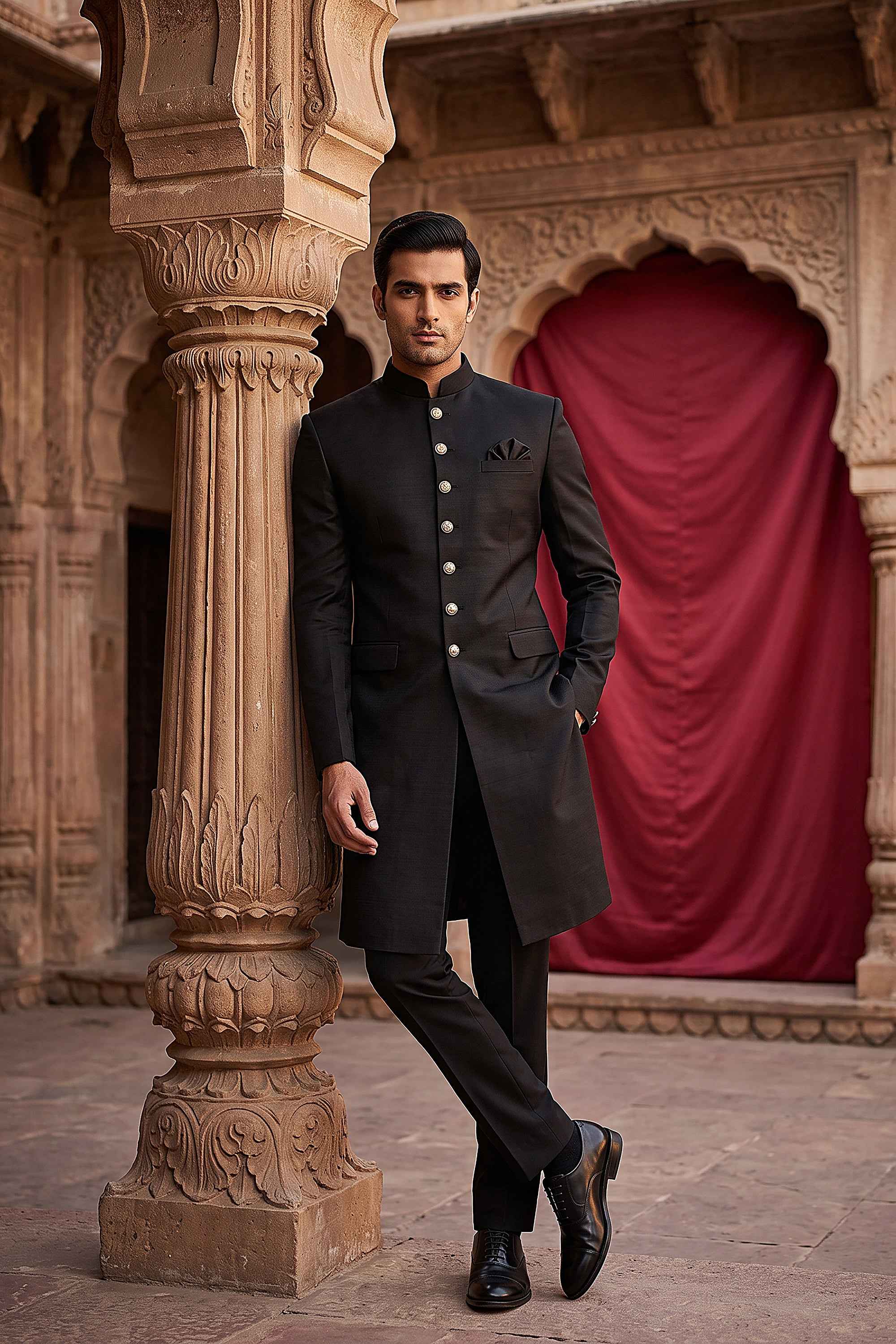 Black Premium Men's Indo-Western Suit