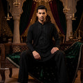 Midnight Majesty | Black Soft Armani Kurta with Petite Stone Work | Palkhi Fashion