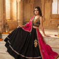Black Cotton Navratri Chaniya Choli with Kutchi Work | Palkhi Fashion