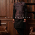 Heritage Black Kurta with Designer Bandhani Printed Jacket by Palkhi Fashion