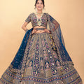 Blue Silk Designer Lehenga Choli with Multi-Color Embroidery - Palkhi Fashion