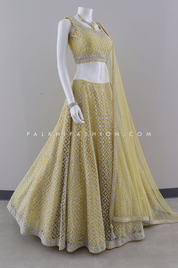 Blush Yellow Designer Lehenga Choli By Palkhi Fashion