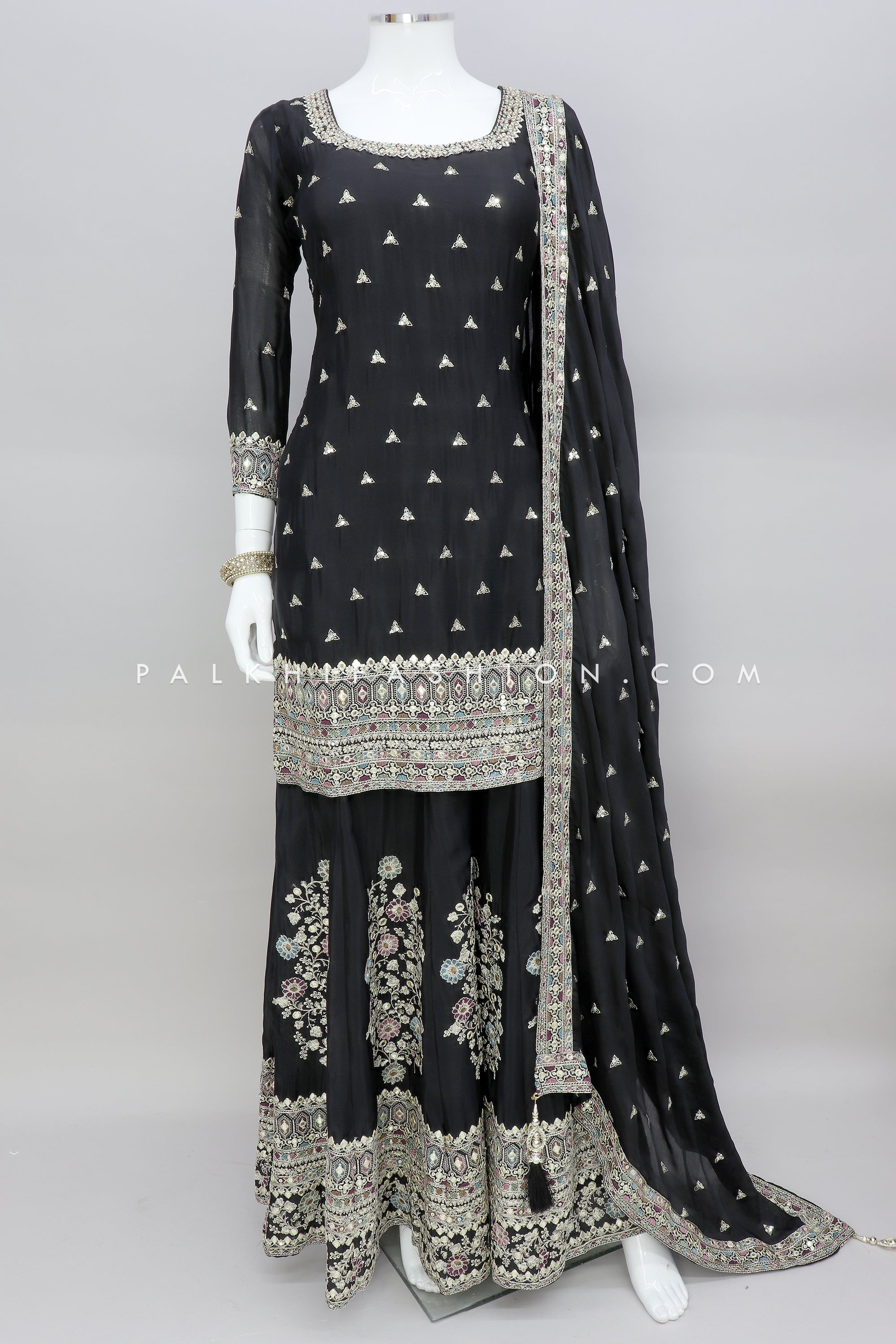 Buy Indian Blue And Grey Embroidered Jacket Style Palazzo Suit Set for  Women Online in USA, UK, Canada, Australia, Germany, New Zealand and  Worldwide at Best Price