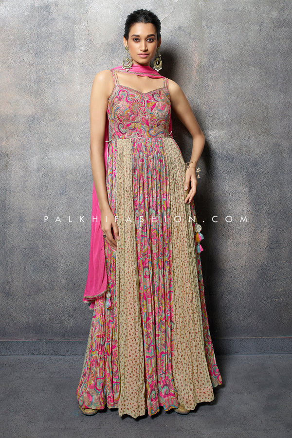 Captivate in a Multicolor Fusion Dream: Embroidered Indian Outfit