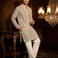 Limited Edition | Champagne Designer Mens Kurta with Handwork | Palkhi Fashion