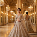 Champagne Royalty – Champagne Gold Heavy Work Bridal Lehenga Set | Palkhi Fashion