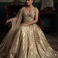 Gilded Radiance | Champagne Gold Lehenga Choli with Embellished Corset Blouse | Palkhi Fashion