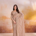 Luminous Glamour | Champagne Gold Celebrity Inspired Designer Handwork Saree | Palkhi Fashion