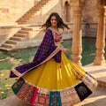 Mustard Patchwork Navratri Chaniya Choli Mirror Work | Palkhi Fashion
