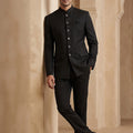Timeless Black Wool Jodhpuri Suit Tailored Fit | Palkhi Fashion