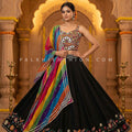 Colorburst Elegance – Black Navratri Chaniya Choli with Kutchi Emblishments – Palkhi Fashion