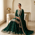 Emerald Elegance | Deep Green Zari Embroidered Palazzo Suit | Palkhi Fashion