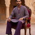 Royal Heritage | Deep Purple Elephant Motif Kurta Set with Zari Work | Palkhi Fashion