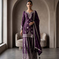 Royal Plum | Deep Purple Mirror Work Palazzo Suit | Palkhi Fashion