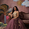 Regal Radiance | Deep Purple Patola Print Lehenga Choli with Mirror Handwork Blouse | Palkhi Fashion