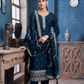 Regal Teal | Deep Teal Silk Straight Suit Resham Work Dupatta | Palkhi Fashion