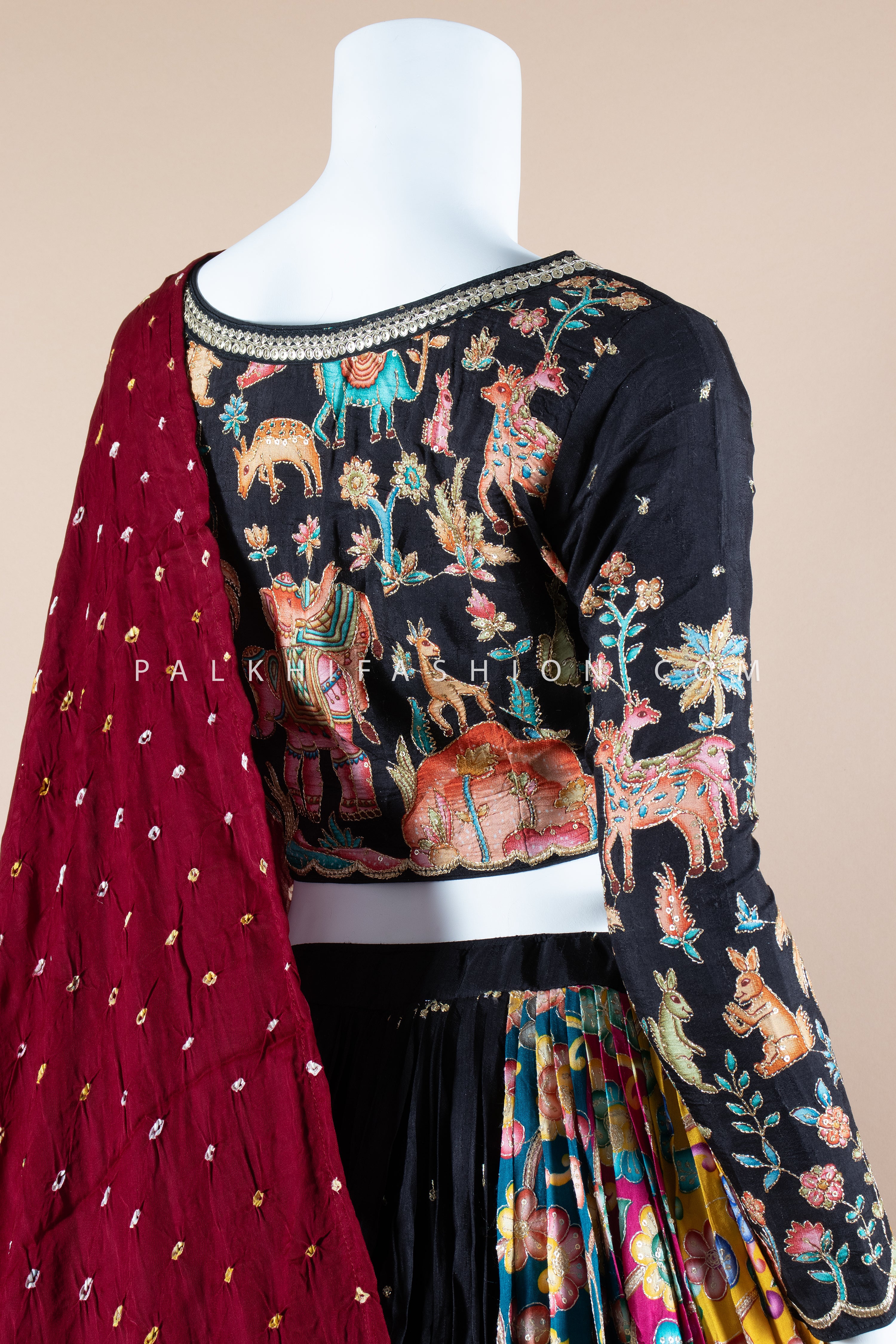 Designer Black Multicolor Embroidered Navratri Chaniya Choli – Palkhi Fashion