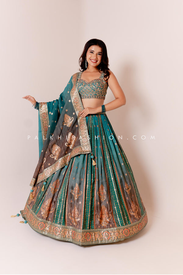 Designer Dupion Silk Lehenga Choli with Embroidery & Handwork