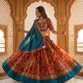 Floral Heritage – Designer Floral Navratri Chaniya Choli with Teal Dupatta | Palkhi Fashion