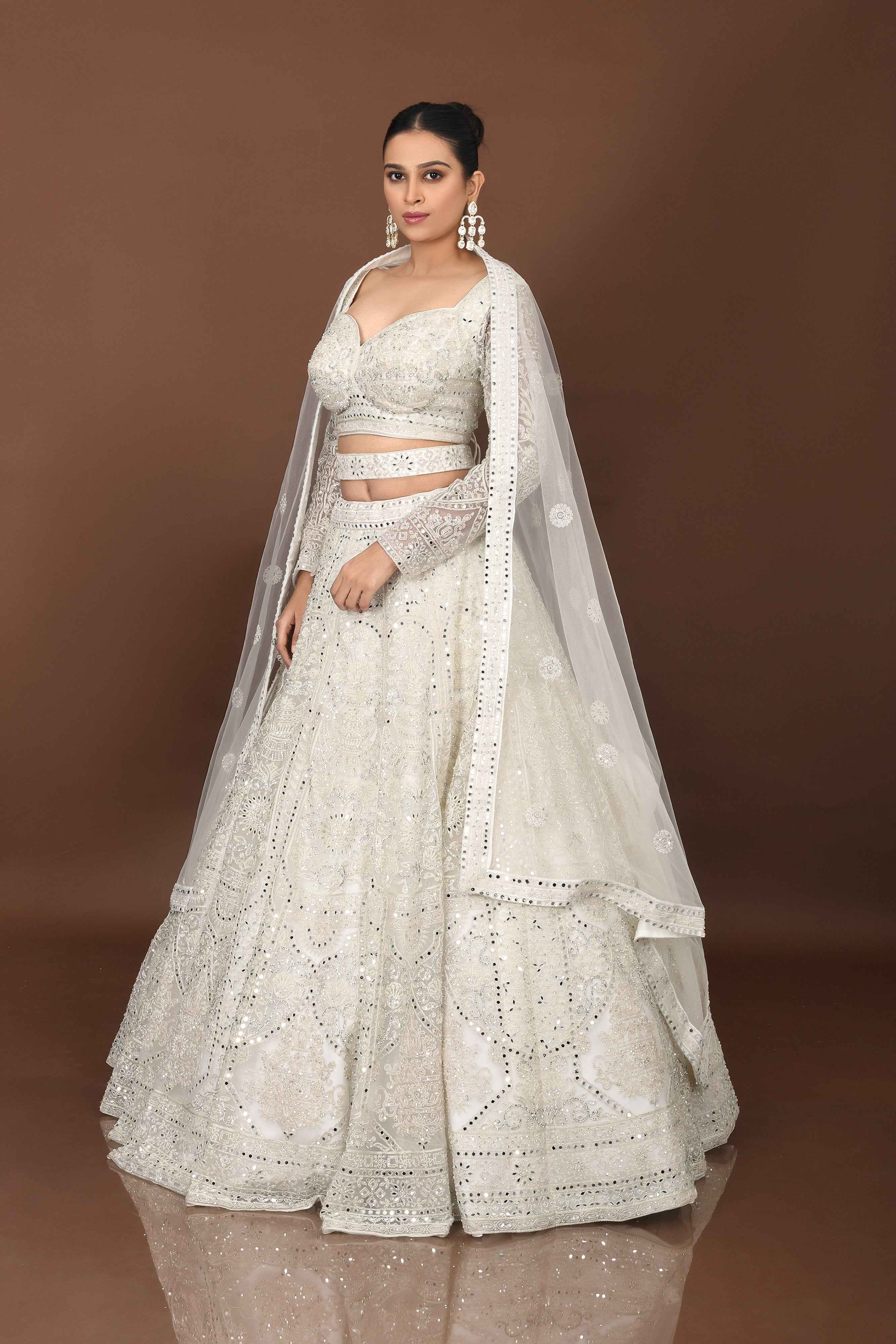 White Designer Lehenga Choli | Mirror Work | Palkhi Fashion | White Designer Lehenga Choli | Mirror Work | Palkhi Fashion |