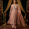 Blush Radiance | Designer Authentic Mirror Work Blush Silk A-Line Anarkali Suit | Palkhi Fashion